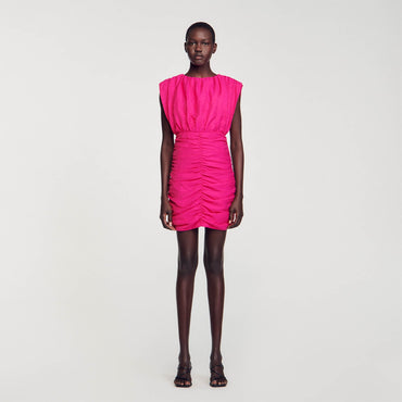 Diamant Woven Dress - Fushia
