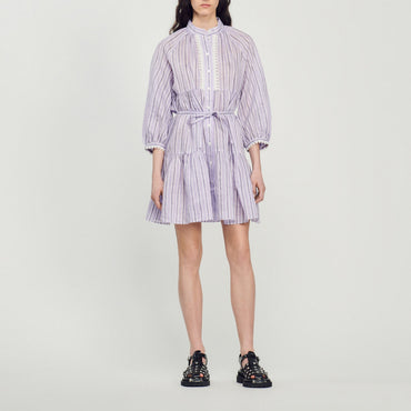 Juliana Woven Dress - Lilac / Black