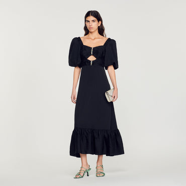 Falbala Woven Dress - Black