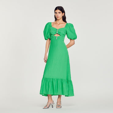 Falbala Woven Dress - Dark Green