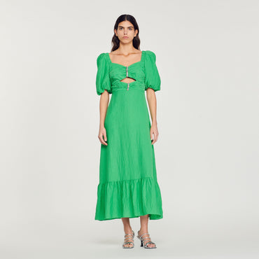 Falbala Woven Dress - Dark Green