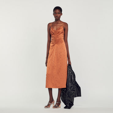 Praline Strass Woven Dress - Brown