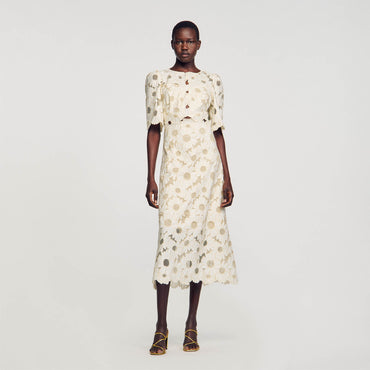 Daniela Woven Dress - Ecru / Gold