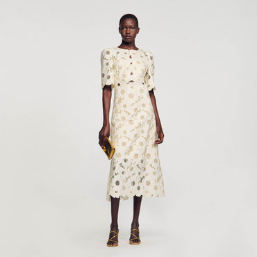 Daniela Woven Dress - Ecru / Gold