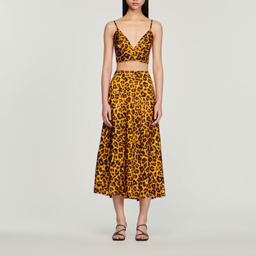 Cannes Leopard Top - Orange / Black