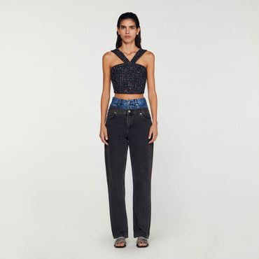 Elegant Top - Blanc / Blue