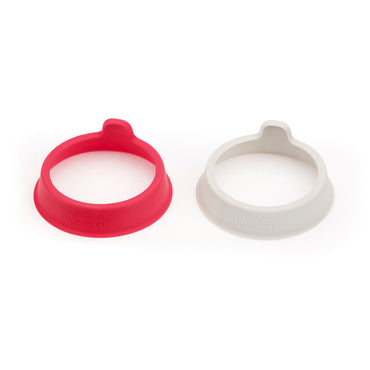 (Set of 2) Duo Silicone Egg Rings - Grey/Red