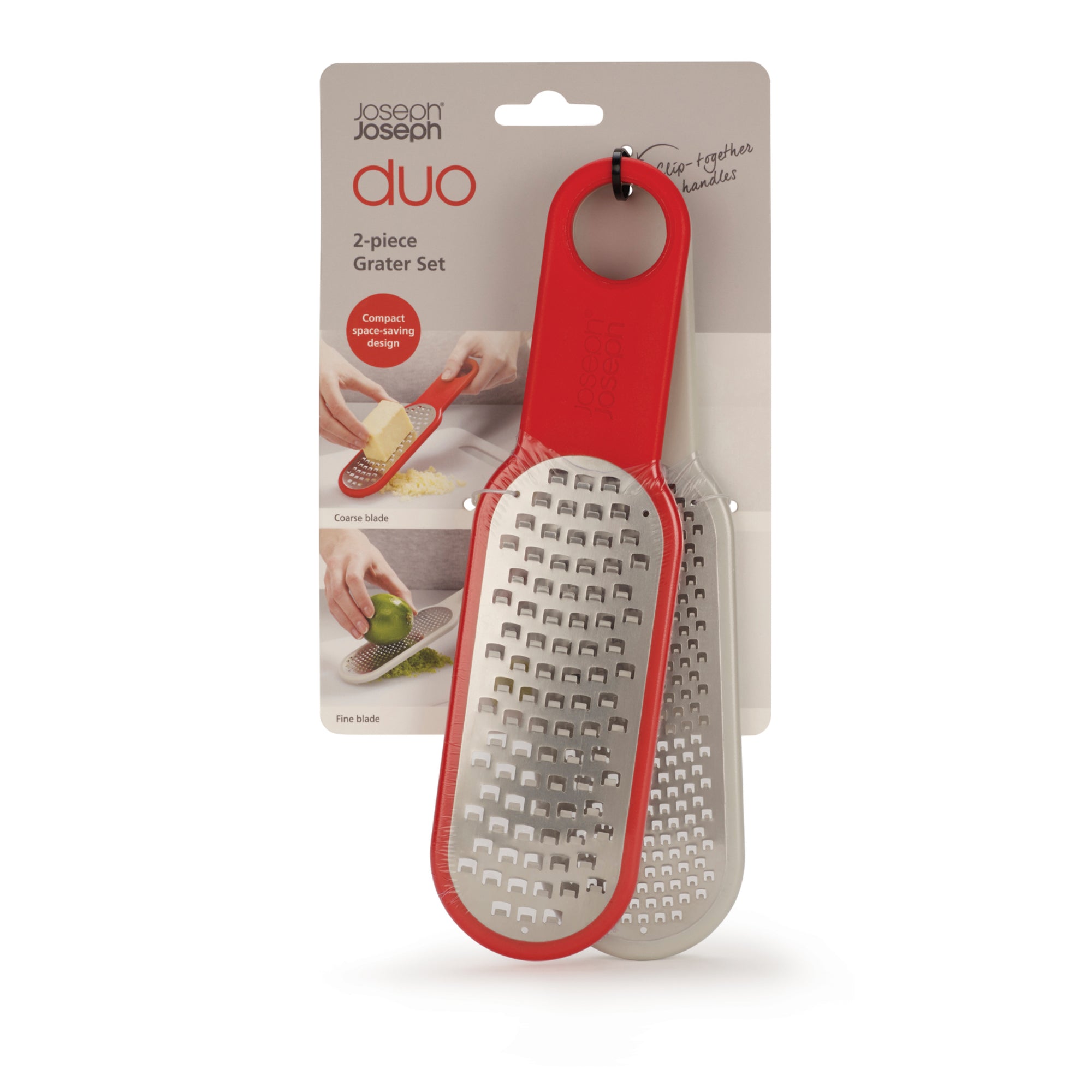(Set of 2) Duo Graters - Grey/Red