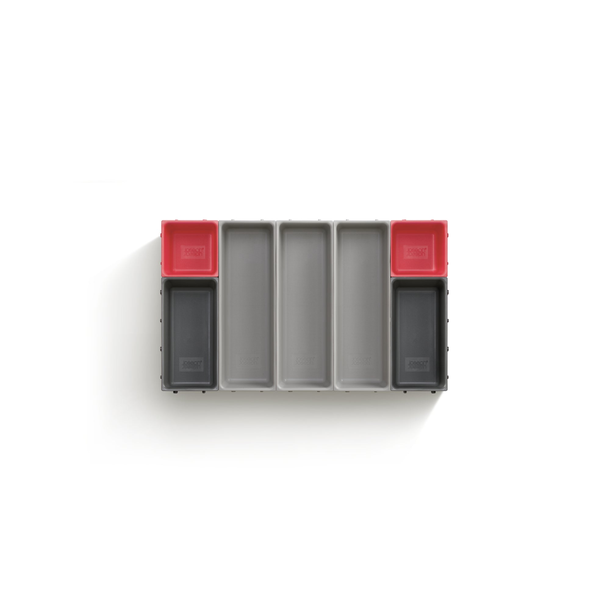 (Set of 7) Duo Drawer Organiser - Grey/Red