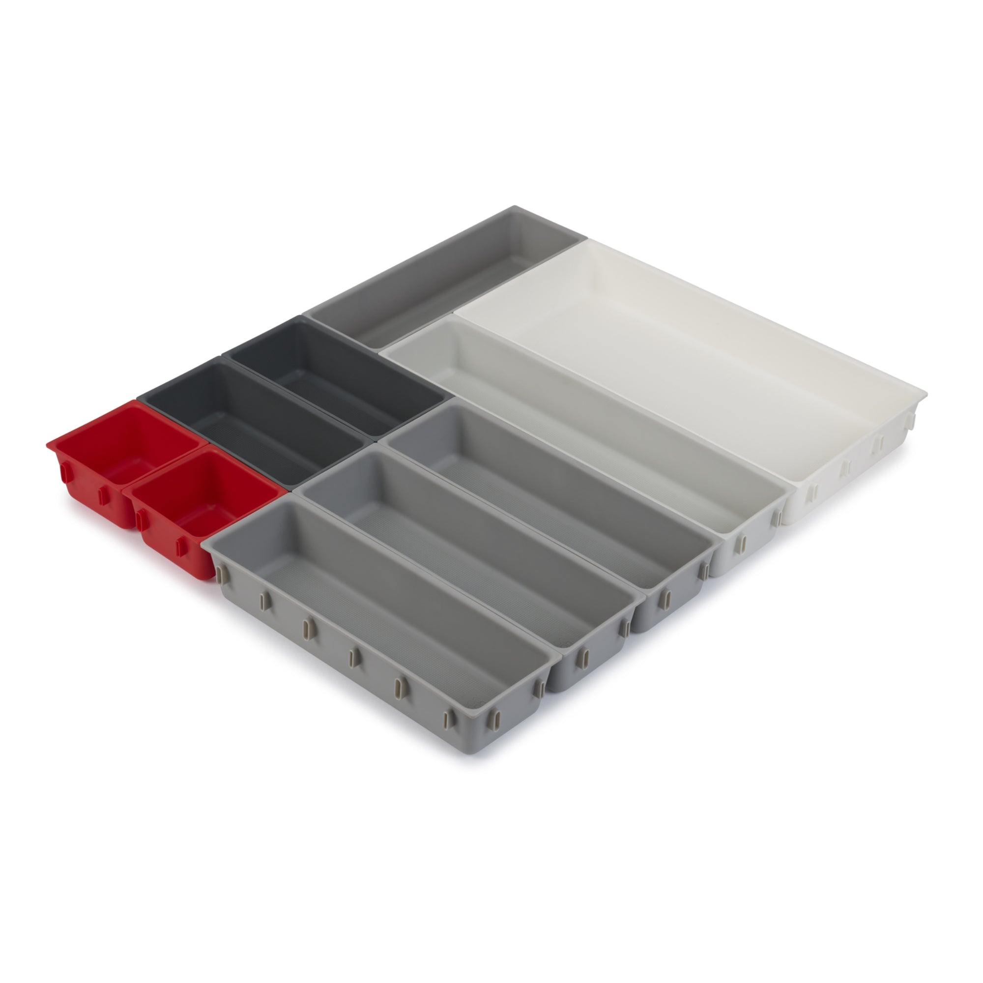 (Set of 10) Duo Drawer Organiser - Grey/Red